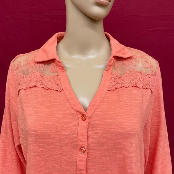 Wrangler Peach embroidered button up shirt size XL - Picture 2 of 6